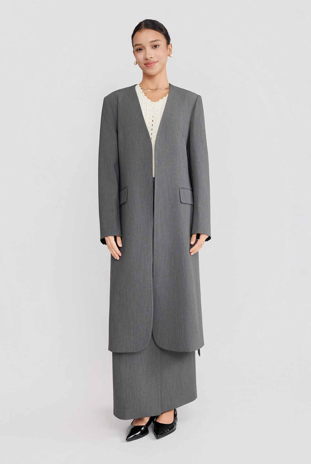 ASOBIO Collarless Open Blazer