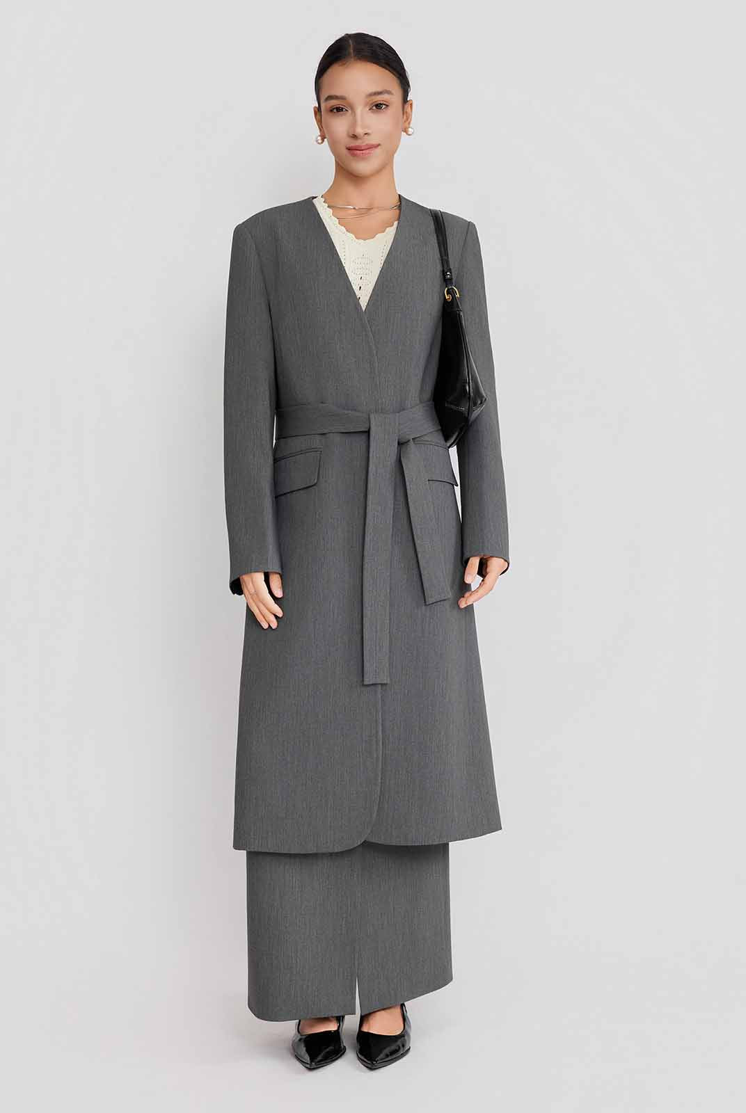 ASOBIO Collarless Open Blazer