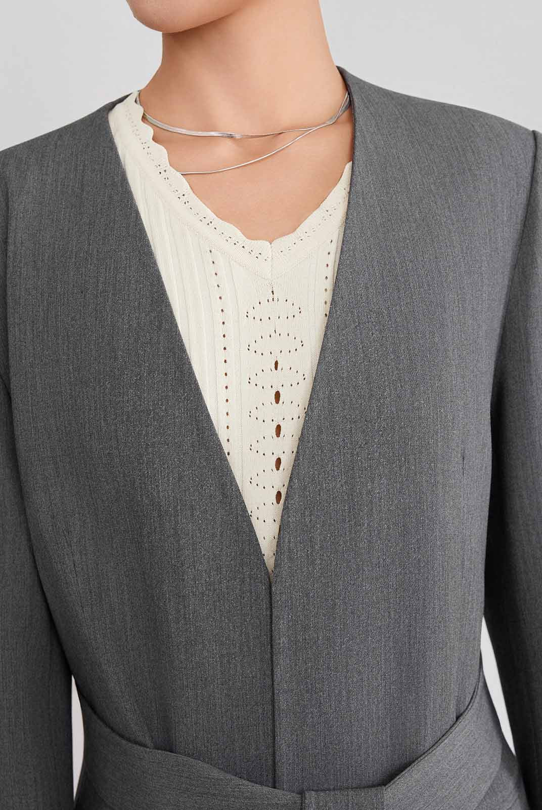 ASOBIO Collarless Open Blazer