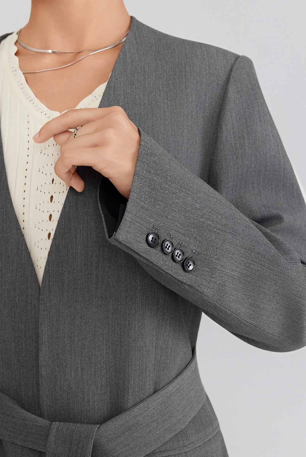 ASOBIO Collarless Open Blazer