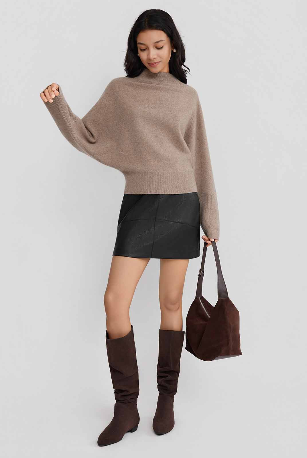 ASOBIO Yak Wool Blend Raglan Pullover Sweater