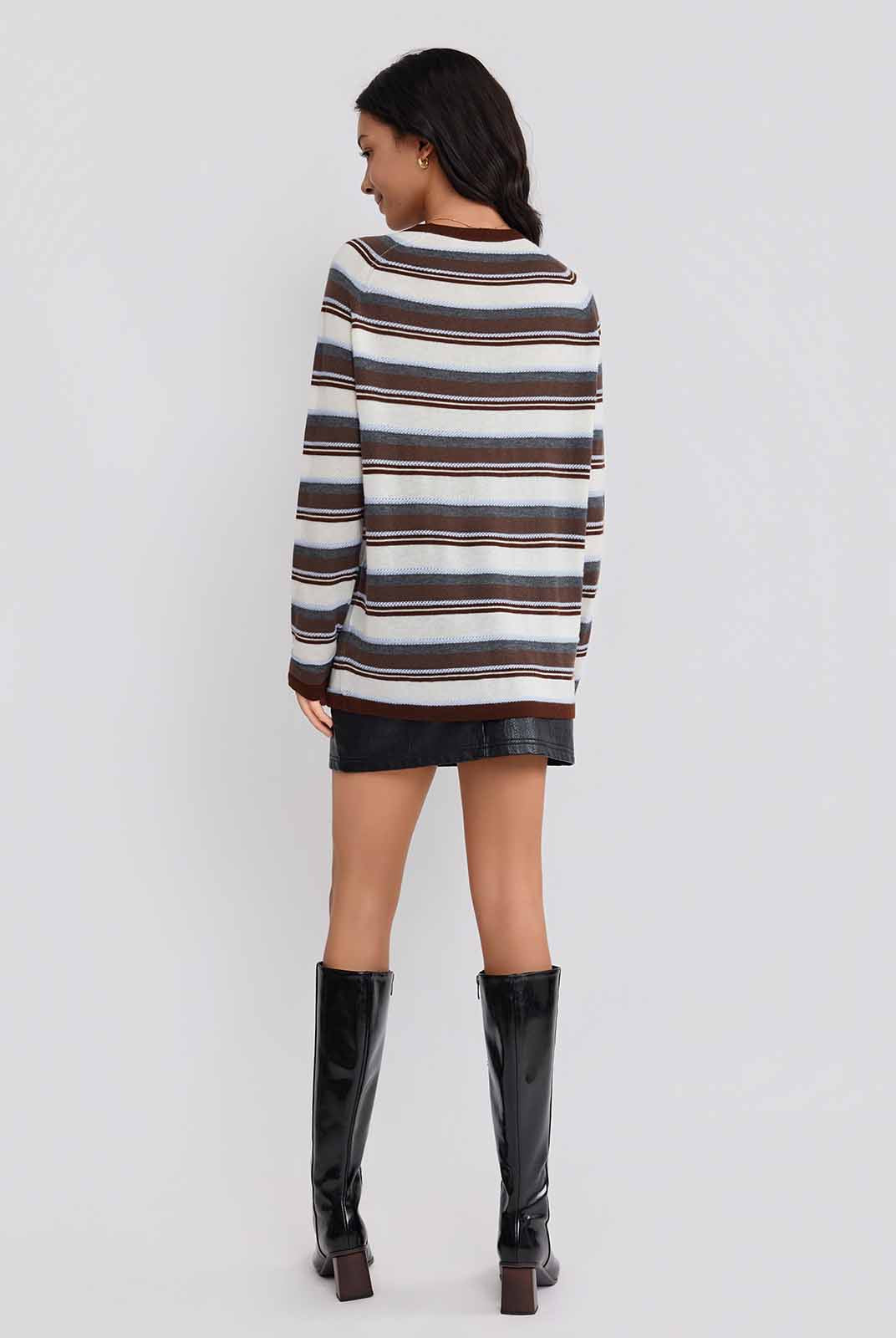ASOBIO Wool Blend Striped Pullover Sweater