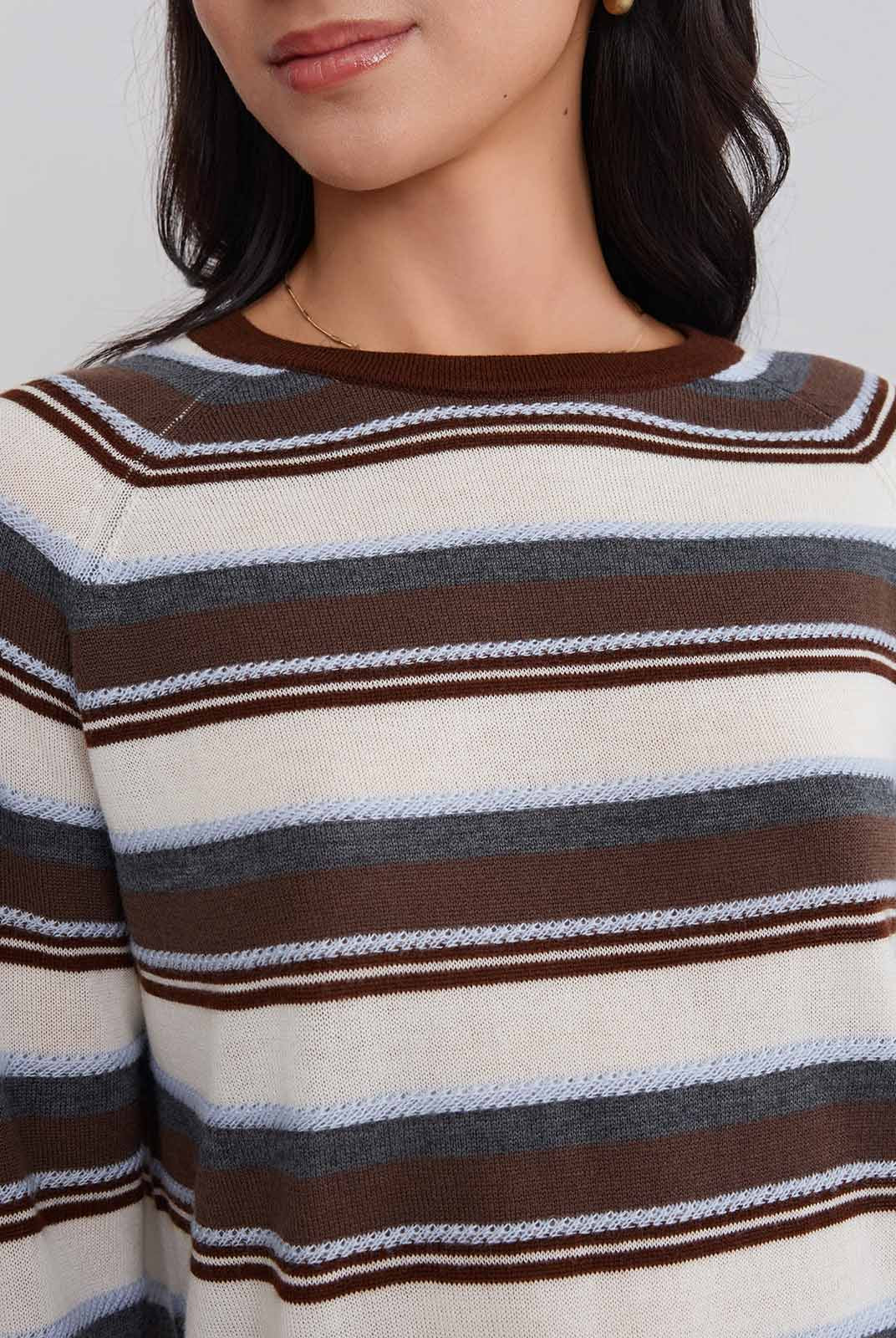 ASOBIO Wool Blend Striped Pullover Sweater