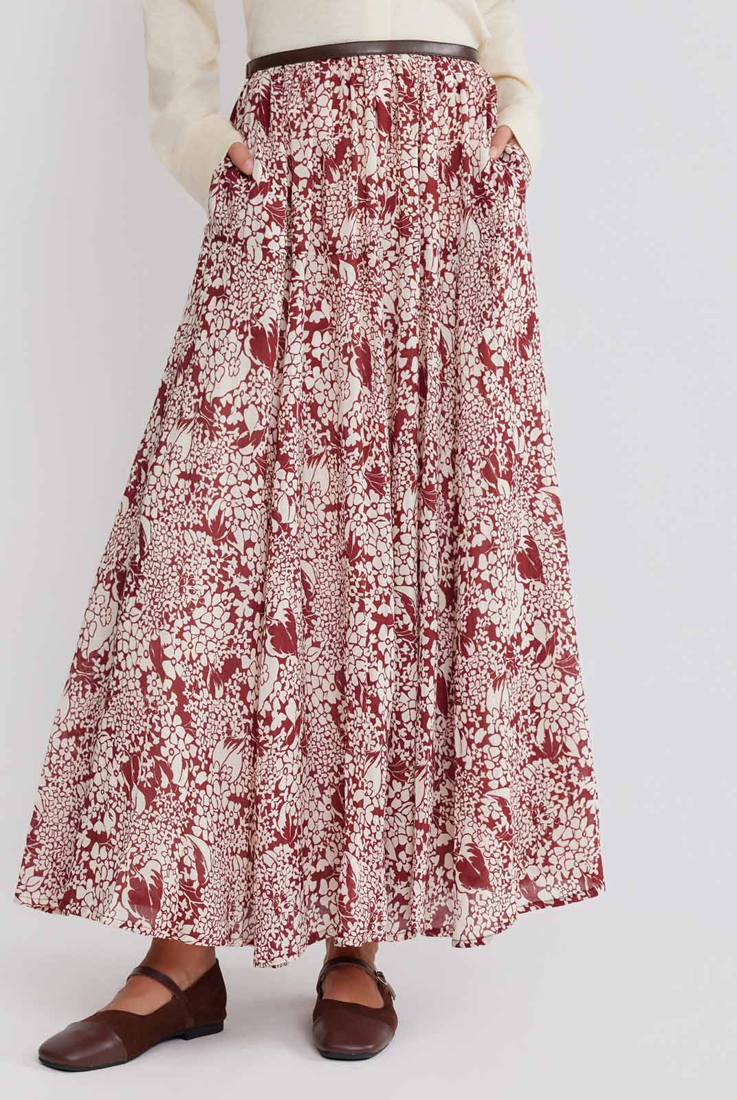 ASOBIO Floral Printed Midi Skirt