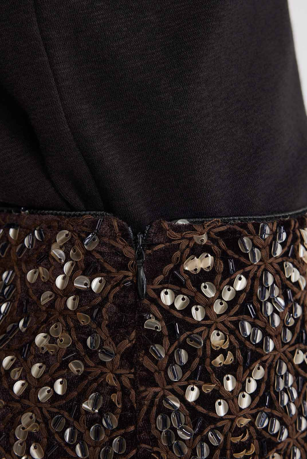 ASOBIO Sequin Embroidered Mini Skirt