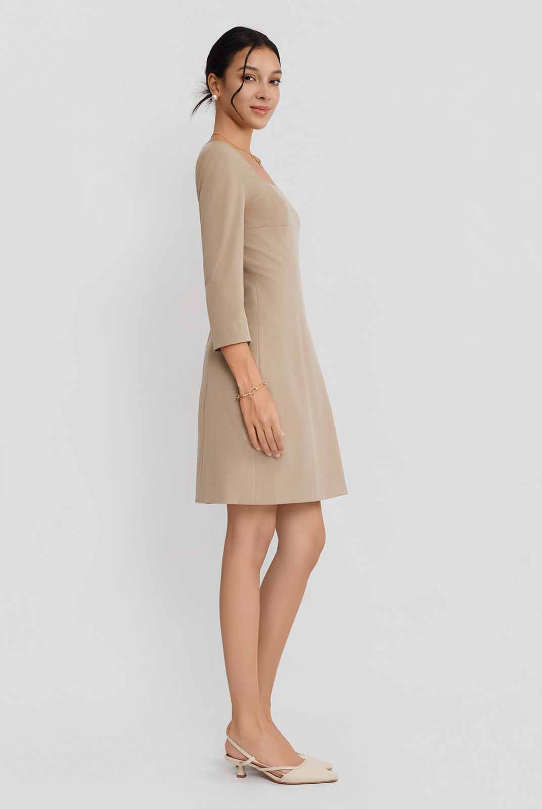 ASOBIO Twill Square-Neck Mini Dress