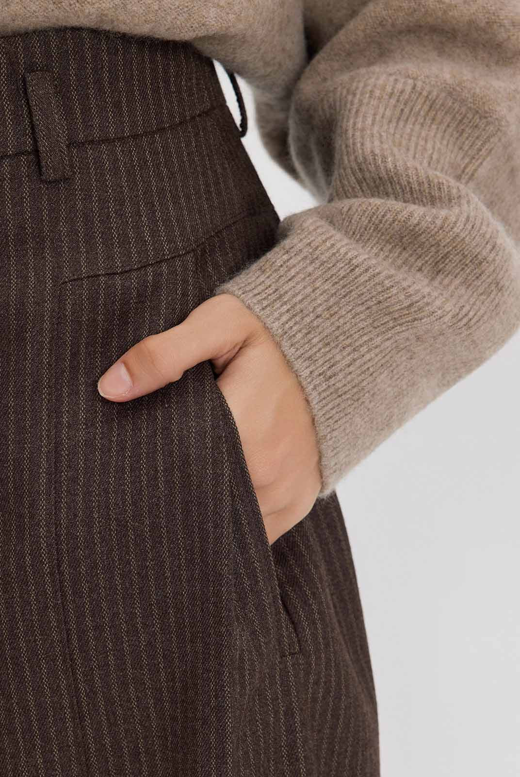 ASOBIO Effortless Pant Pinstripe Wide-Leg Trousers