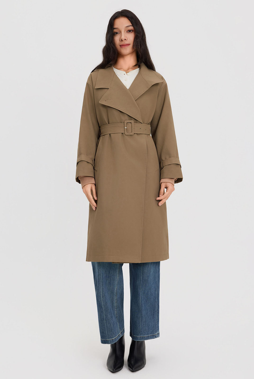 ASOBIO Belted Goose Down Trench Coat