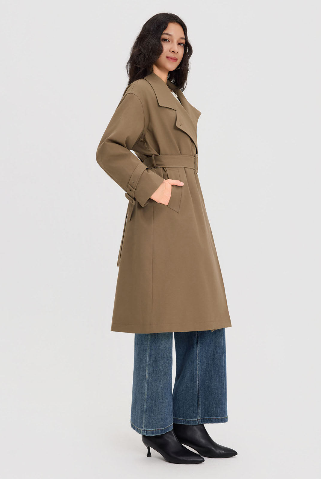 ASOBIO Belted Goose Down Trench Coat