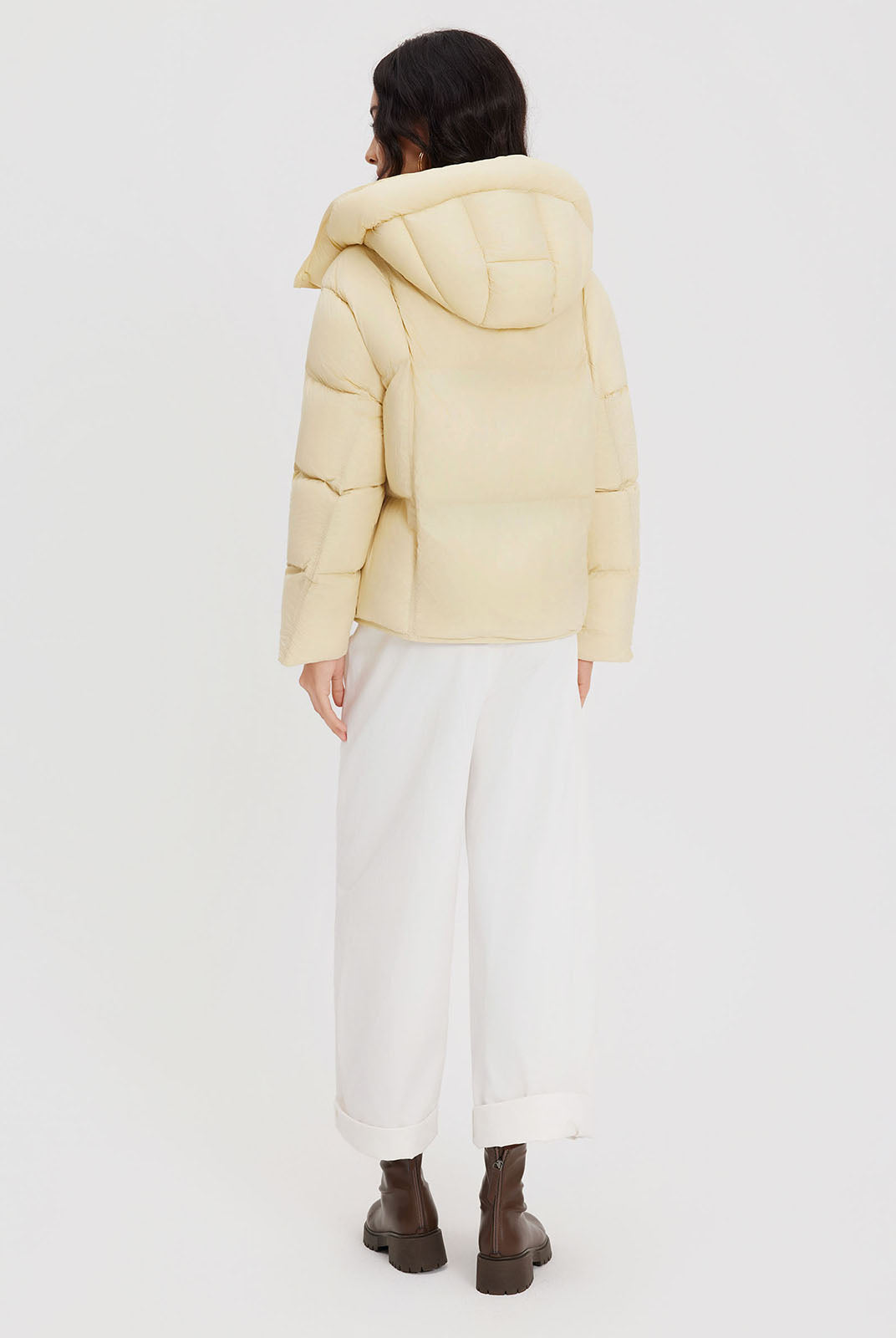 ASOBIO Cropped Hooded Down Puffer