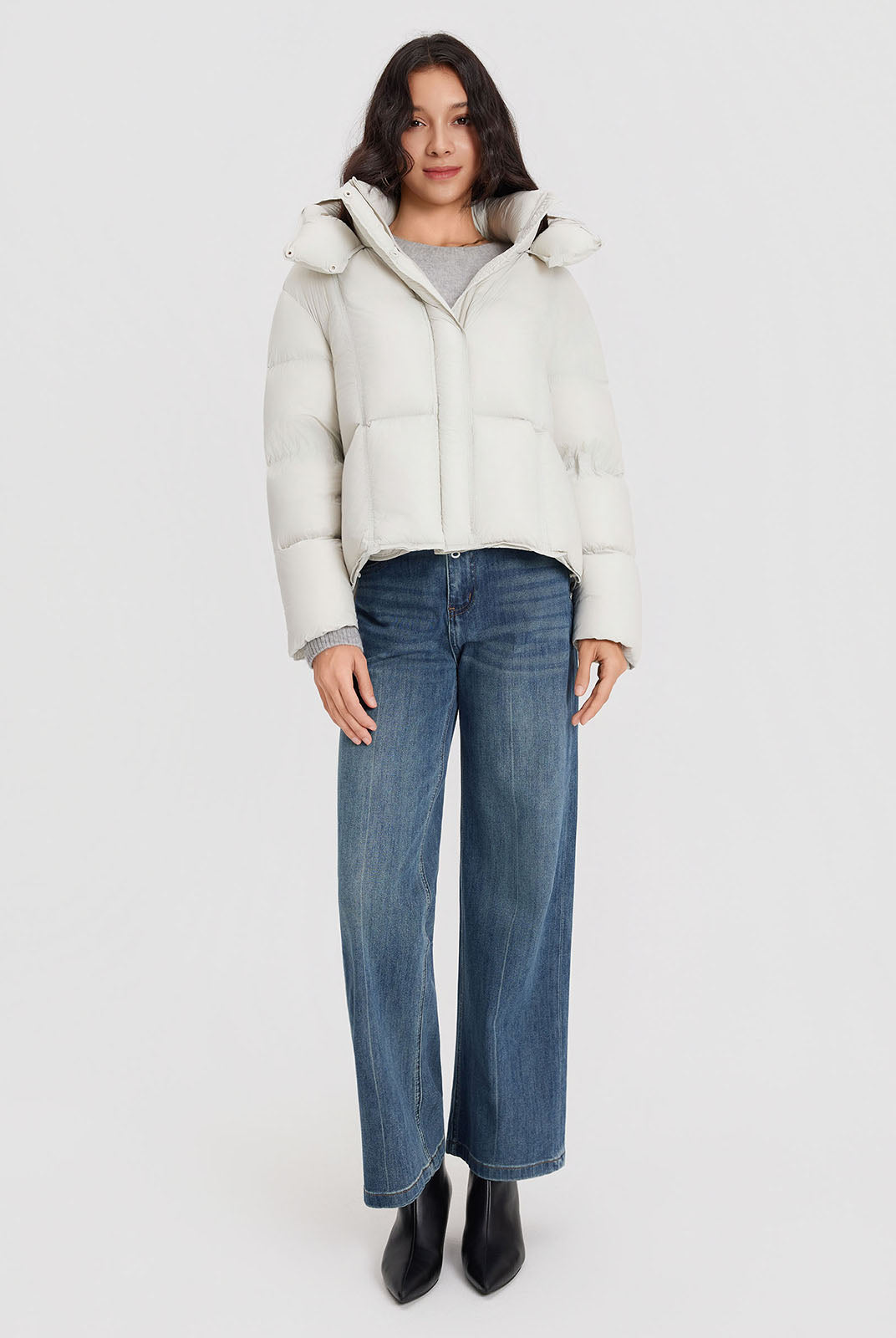 ASOBIO Cropped Hooded Down Puffer