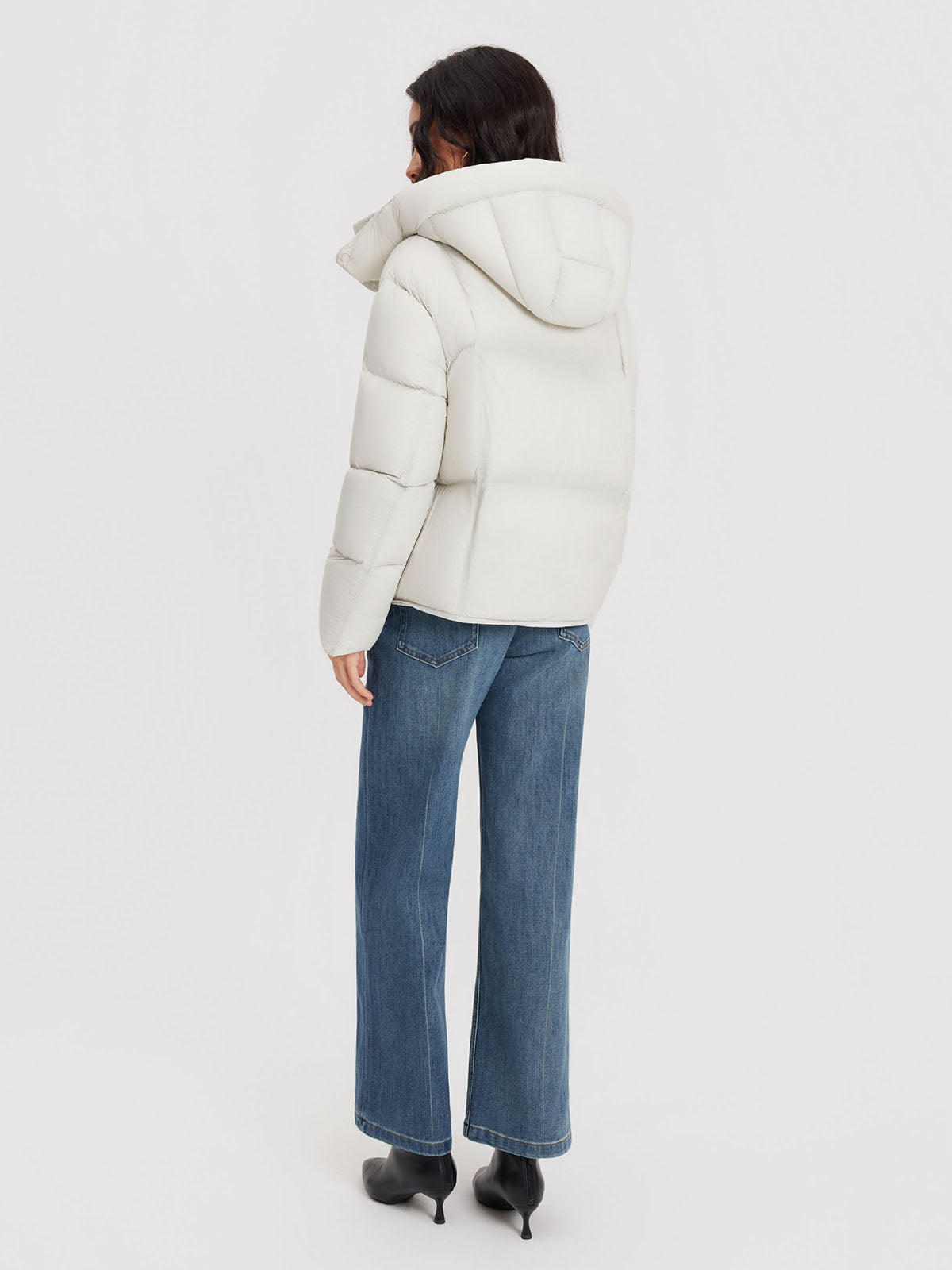 ASOBIO Cropped Hooded Down Puffer