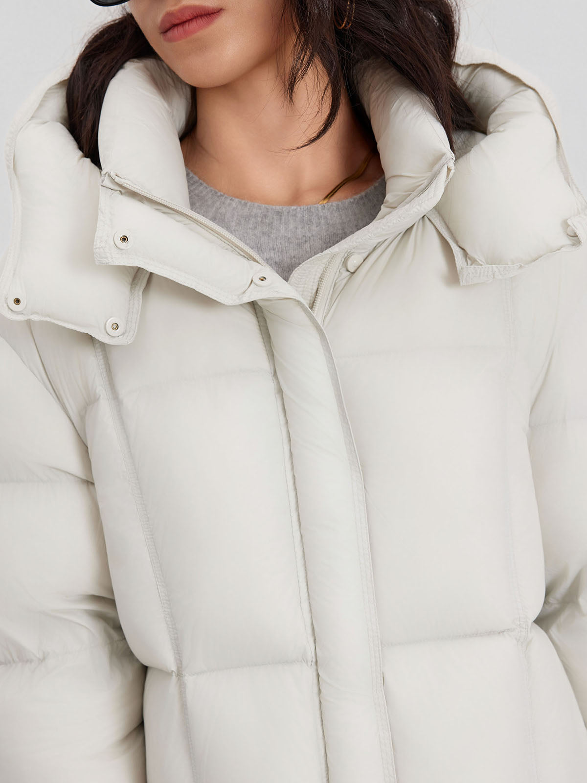 ASOBIO Cropped Hooded Down Puffer