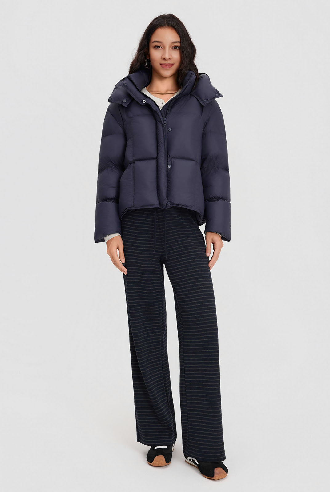 ASOBIO Cropped Hooded Down Puffer