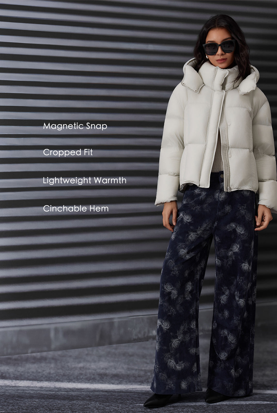 ASOBIO Cropped Hooded Down Puffer