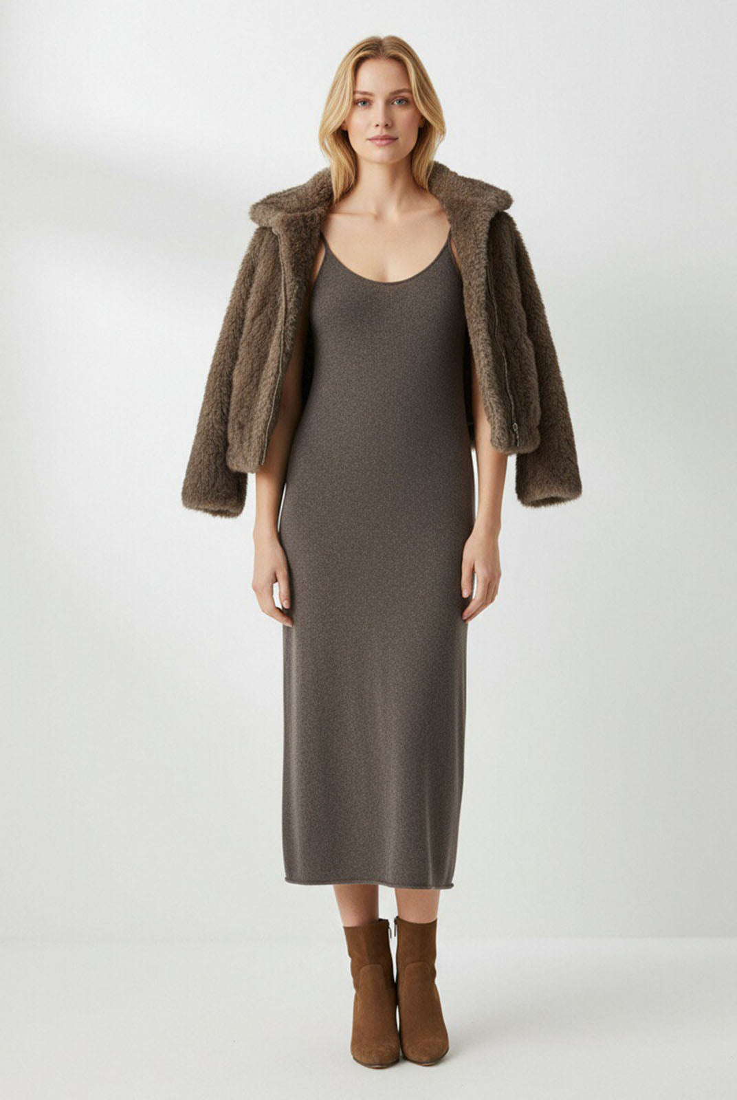 ASOBIO Yak Wool Knit Slip Dress