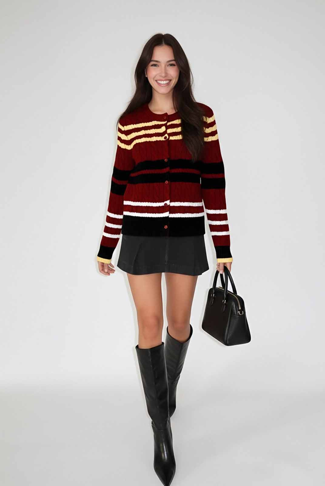 ASOBIO Cable-Knit Wool Cardigan