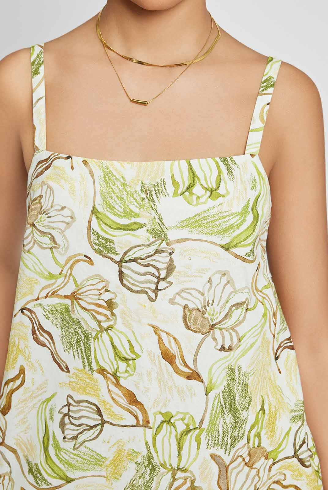 Adjustable Strap Ramie-Blend Skort