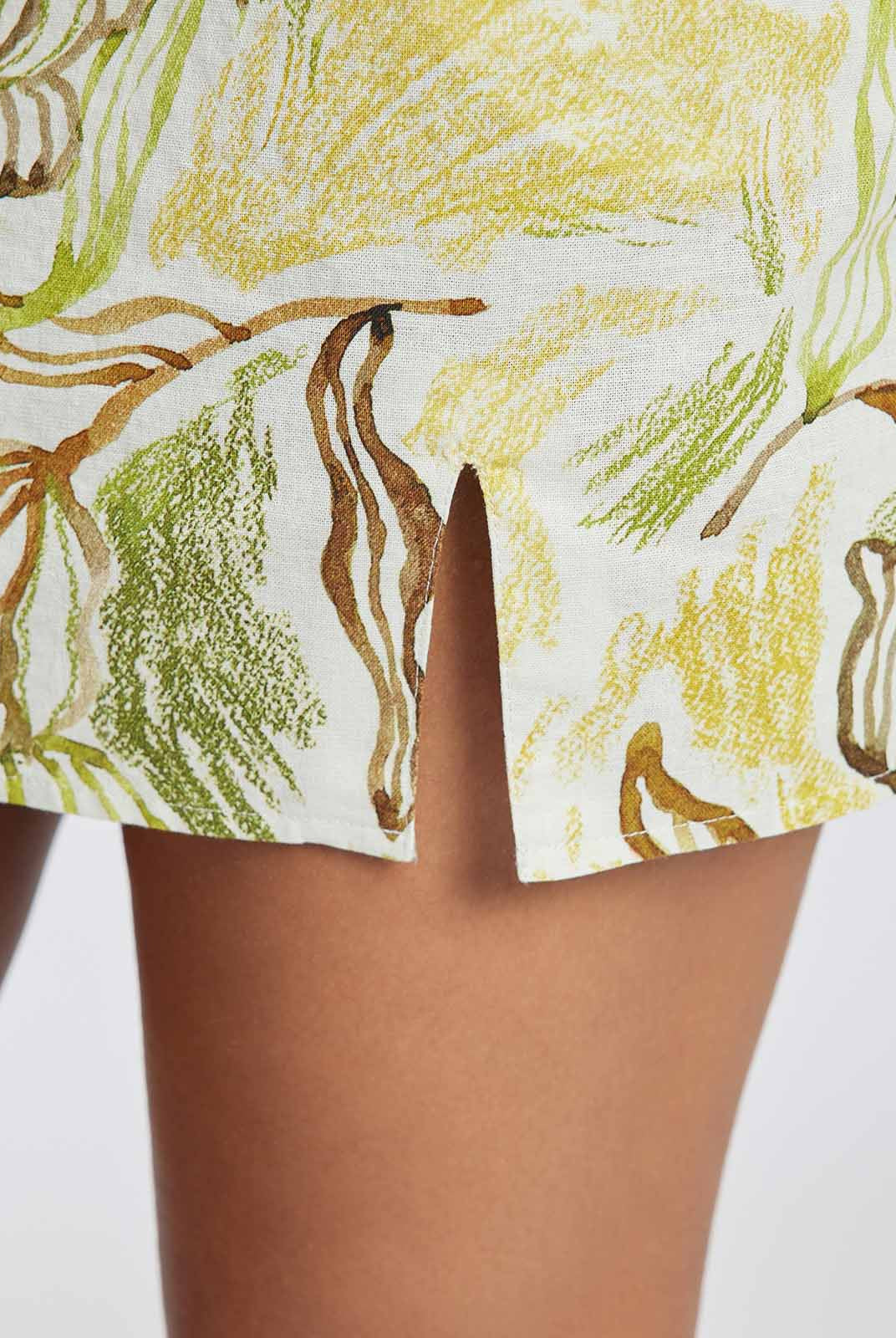 Adjustable Strap Ramie-Blend Skort