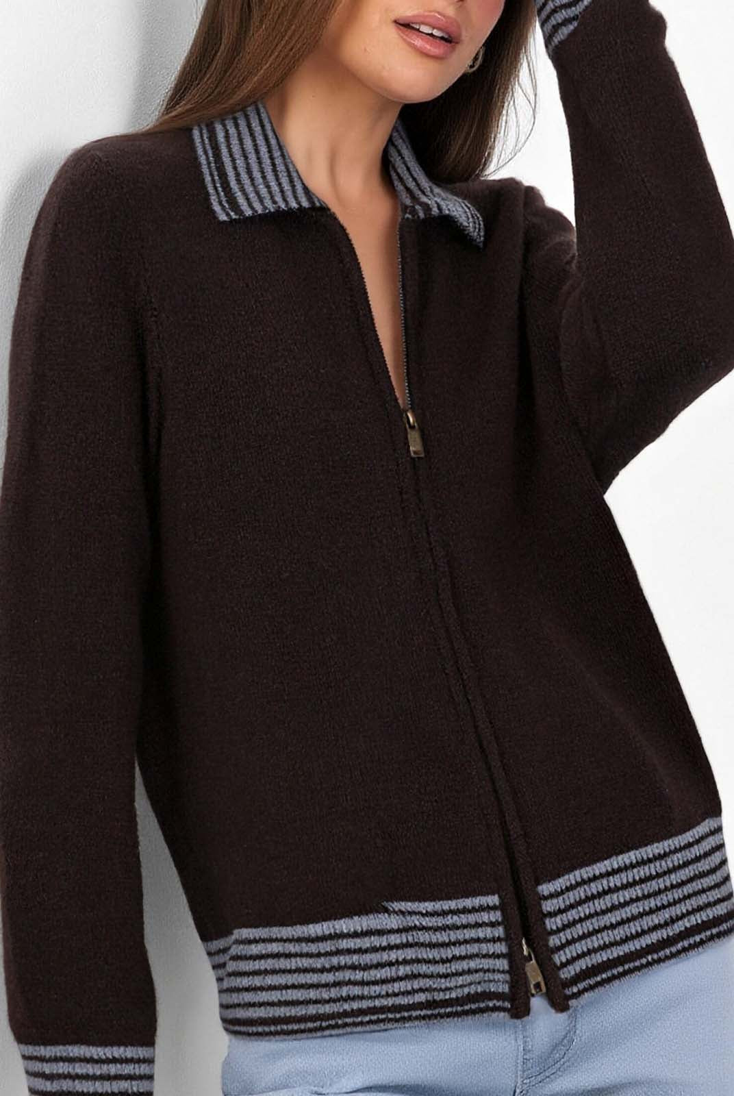ASOBIO Merino Wool Zip-Up Cardigan