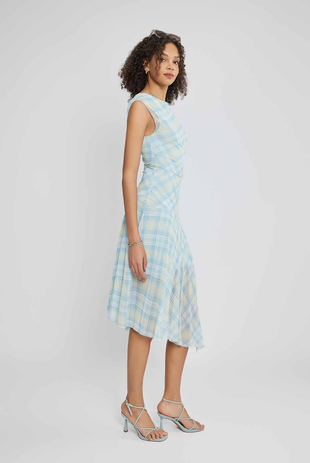 ASOBIO Ruched Tulle Midi Dress