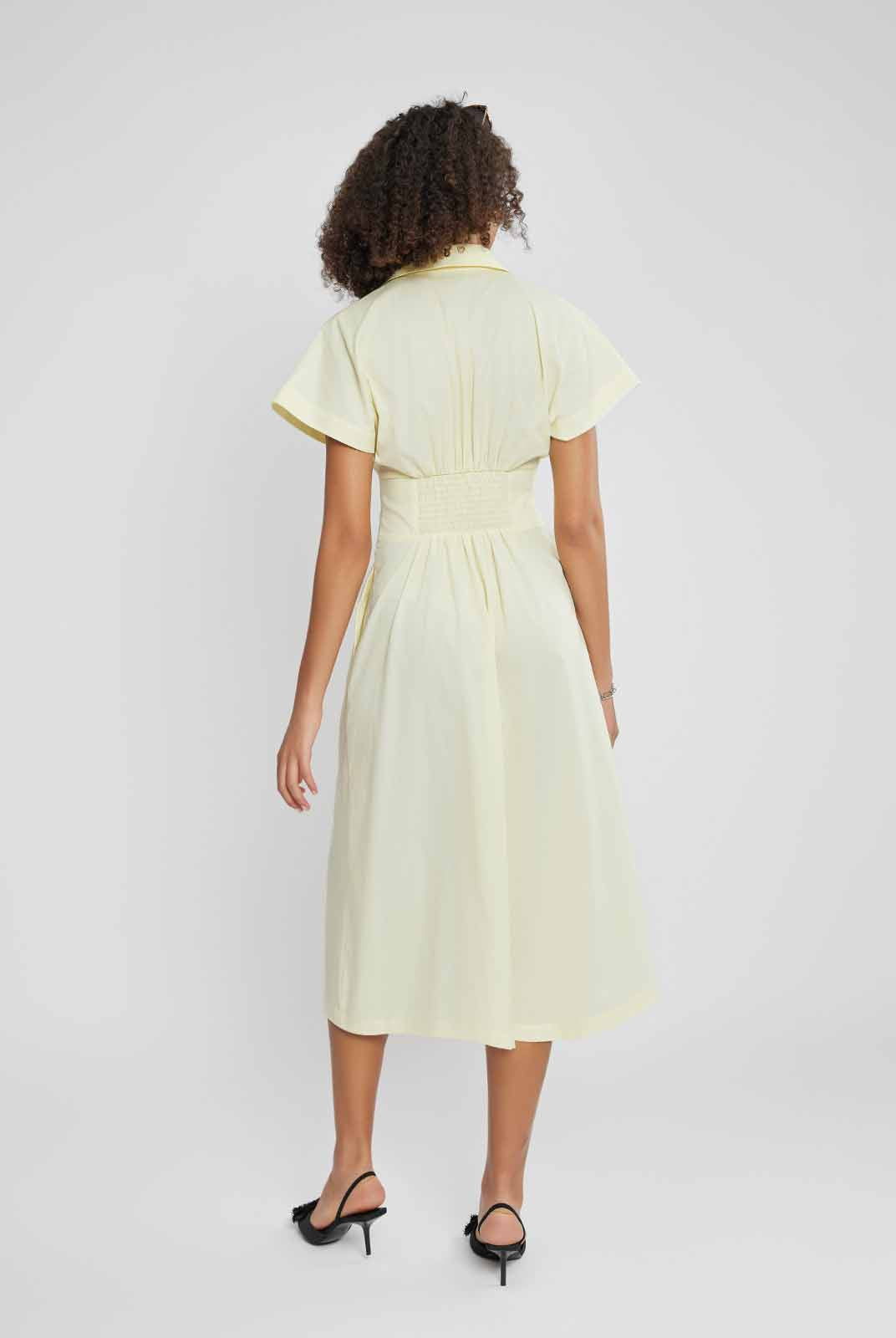 ASOBIO Button-Front Pleated Midi Shirt Dress