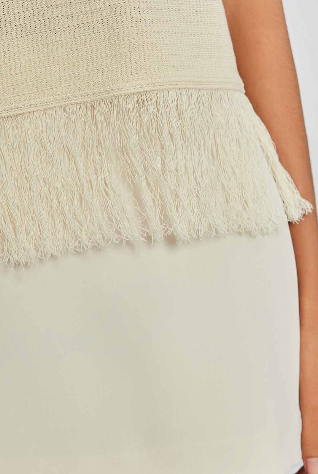 V-Cut Fringe Hem Tee