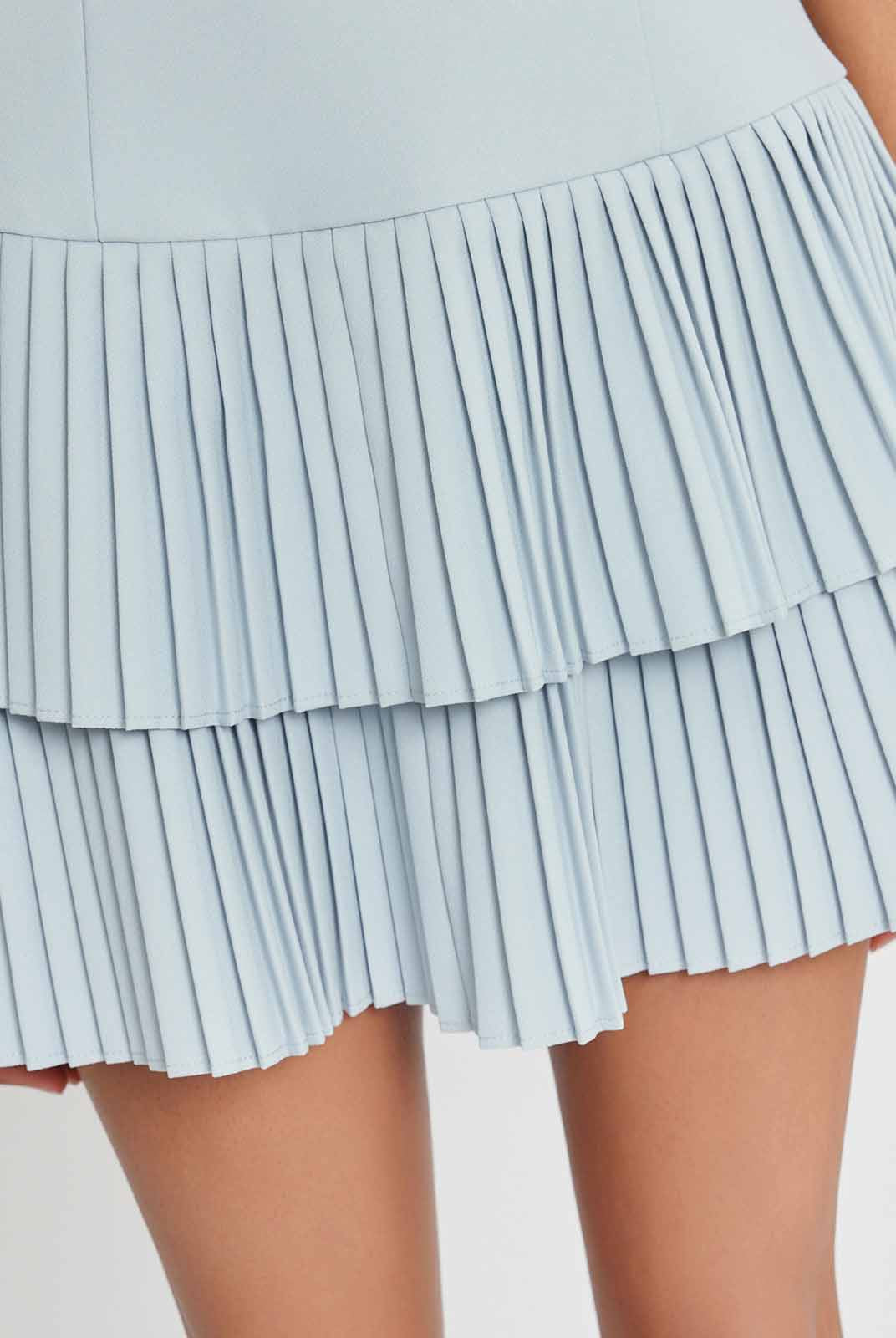 Halterneck Pleated Mini Dress