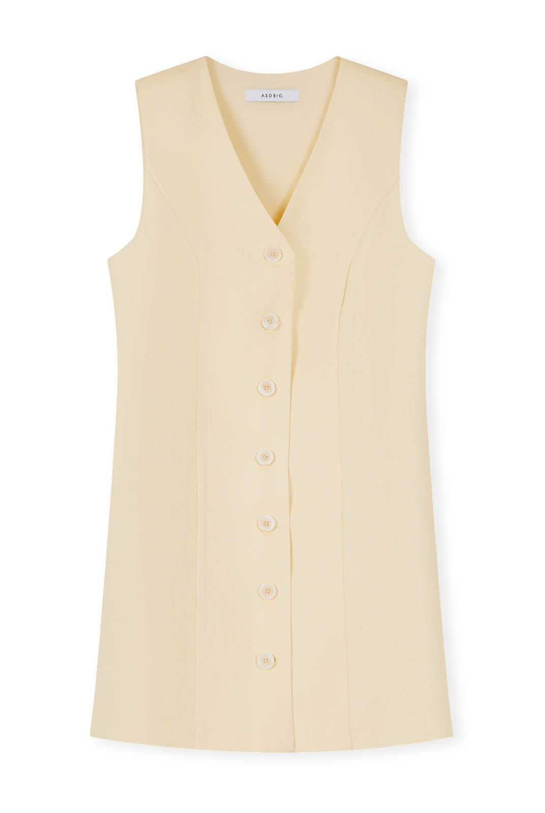 100% Linen Button-Up Linen Vest Mini Dress