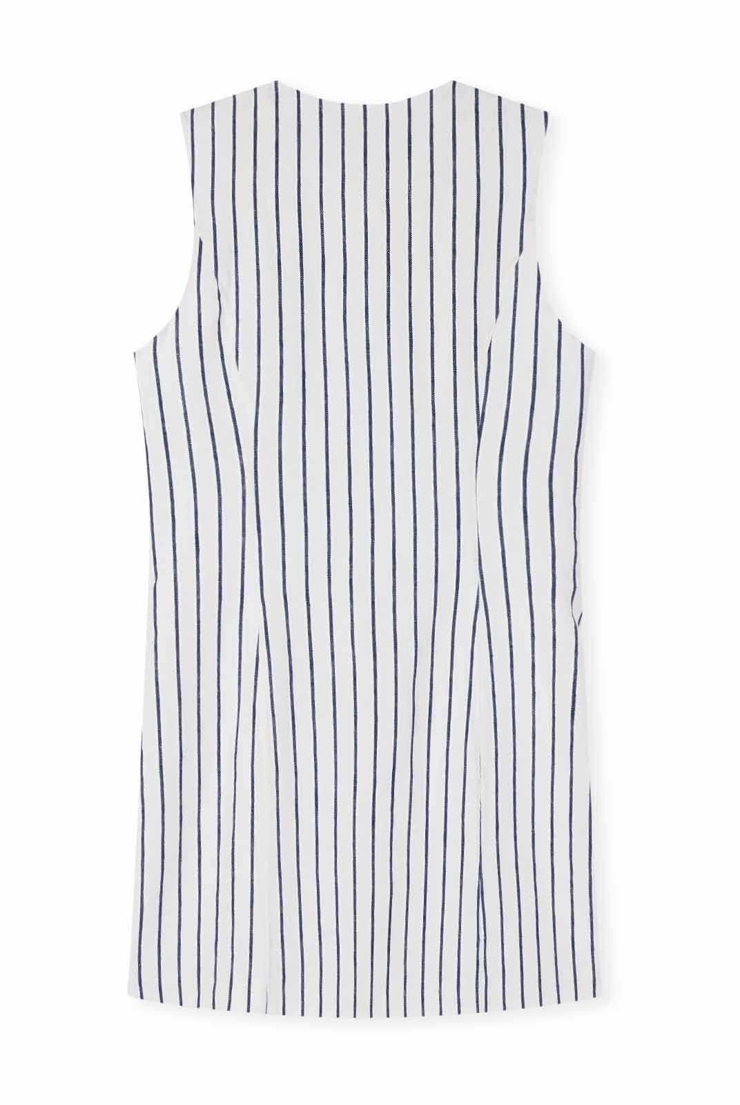 100% Linen Button-Up Linen Vest Mini Dress