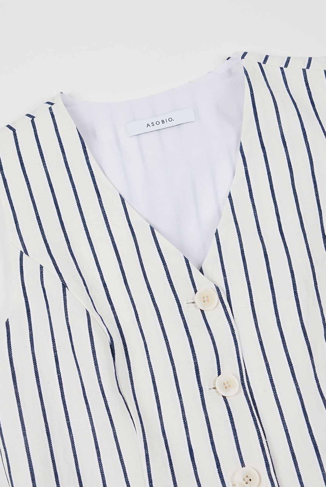 100% Linen Button-Up Linen Vest Mini Dress