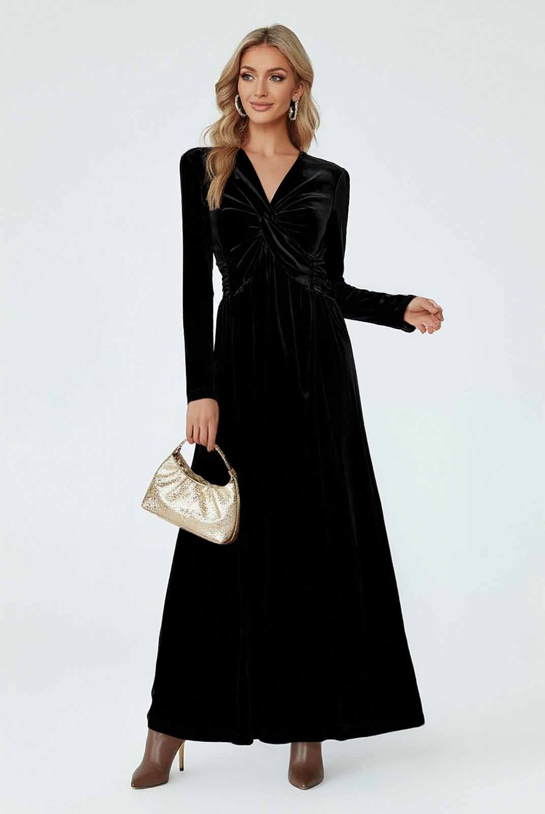ASOBIO Velvet Twist-Front Maxi Dress