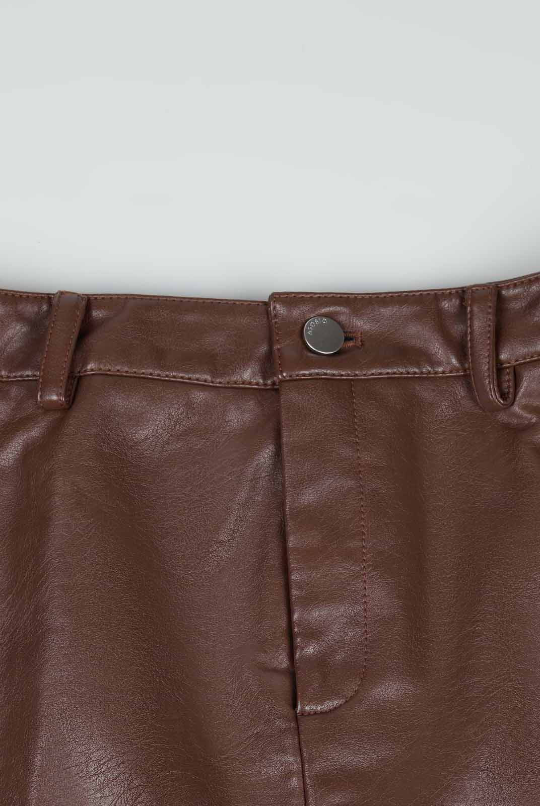 ASOBIO Mid-Low Vintage PU Textured Mini Skirt