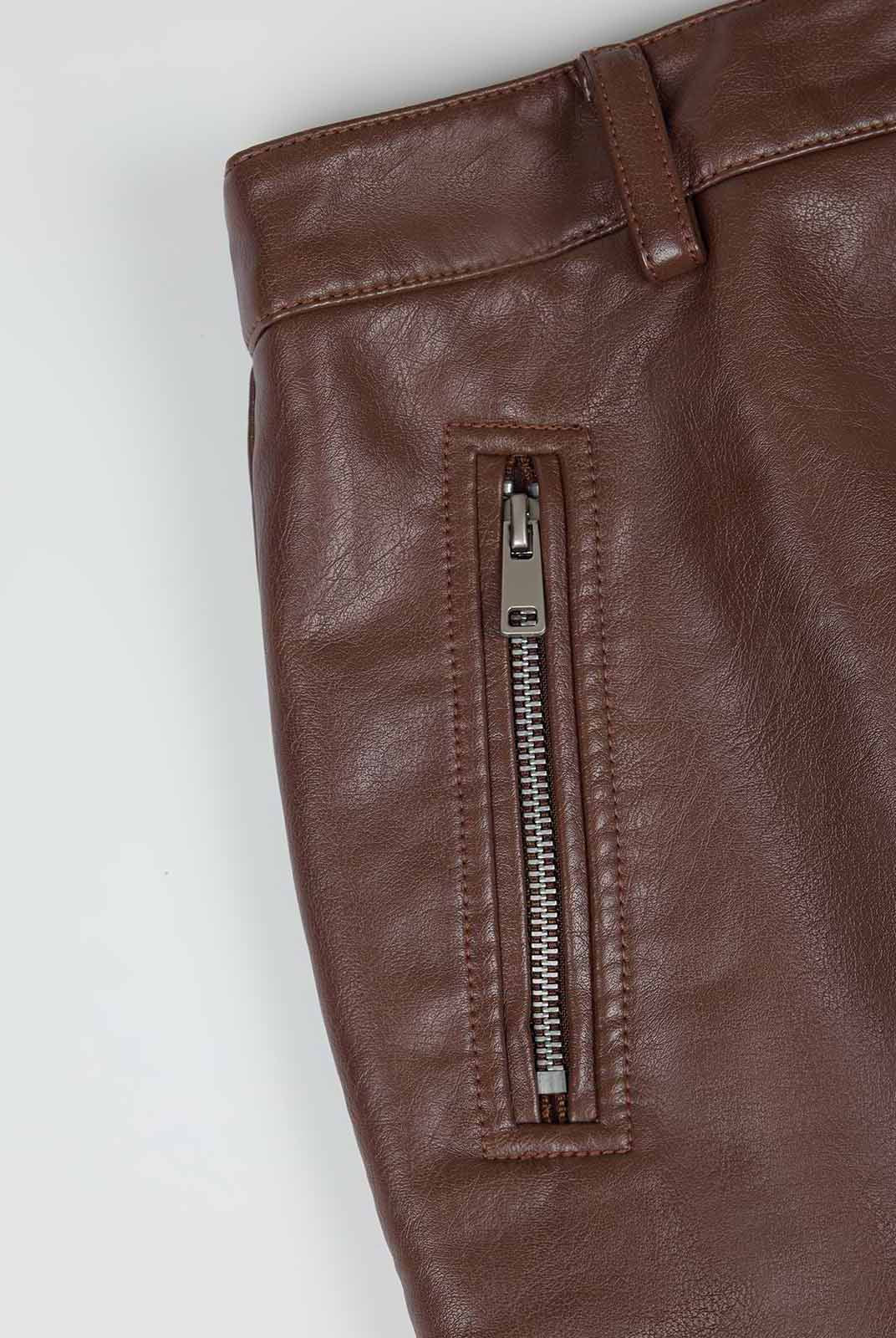 ASOBIO Mid-Low Vintage PU Textured Mini Skirt