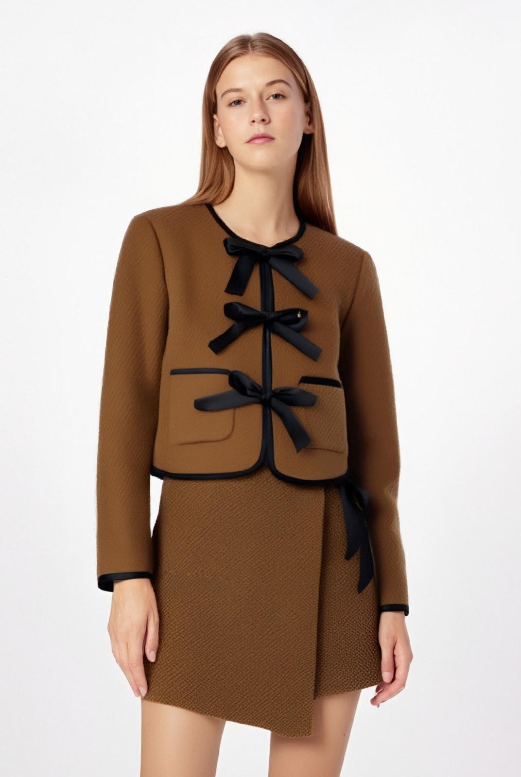 ASOBIO Mid-Rise Side Tie A-Line Wrap Mini Skirt