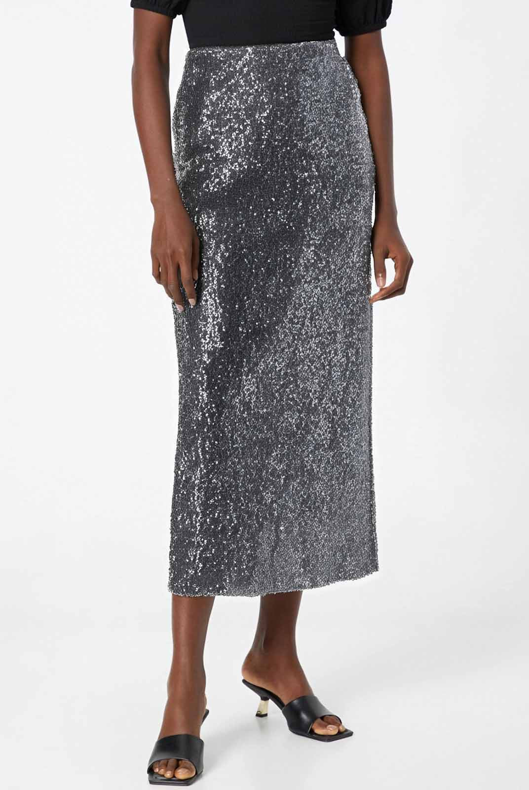 ASOBIO Sequin Sheer Maxi Skirt
