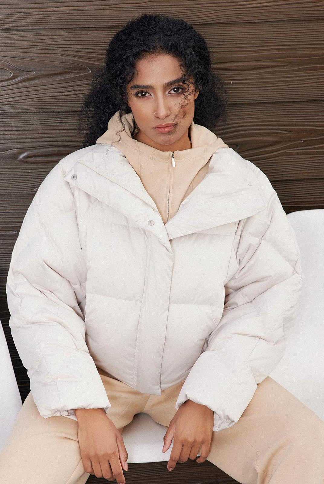 ASOBIO Water-Repellent Stand Collar Puffer