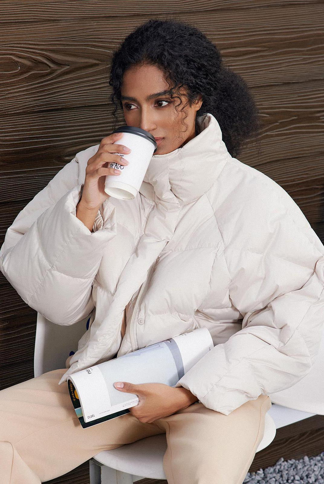 ASOBIO Water-Repellent Stand Collar Puffer