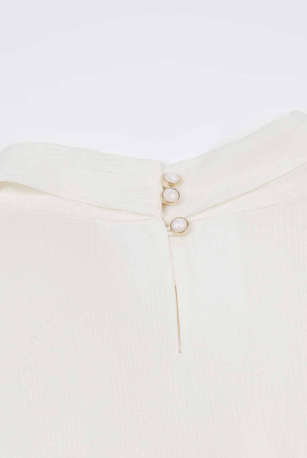 ASOBIO Long-Sleeve Twist Neck Textured Blouse