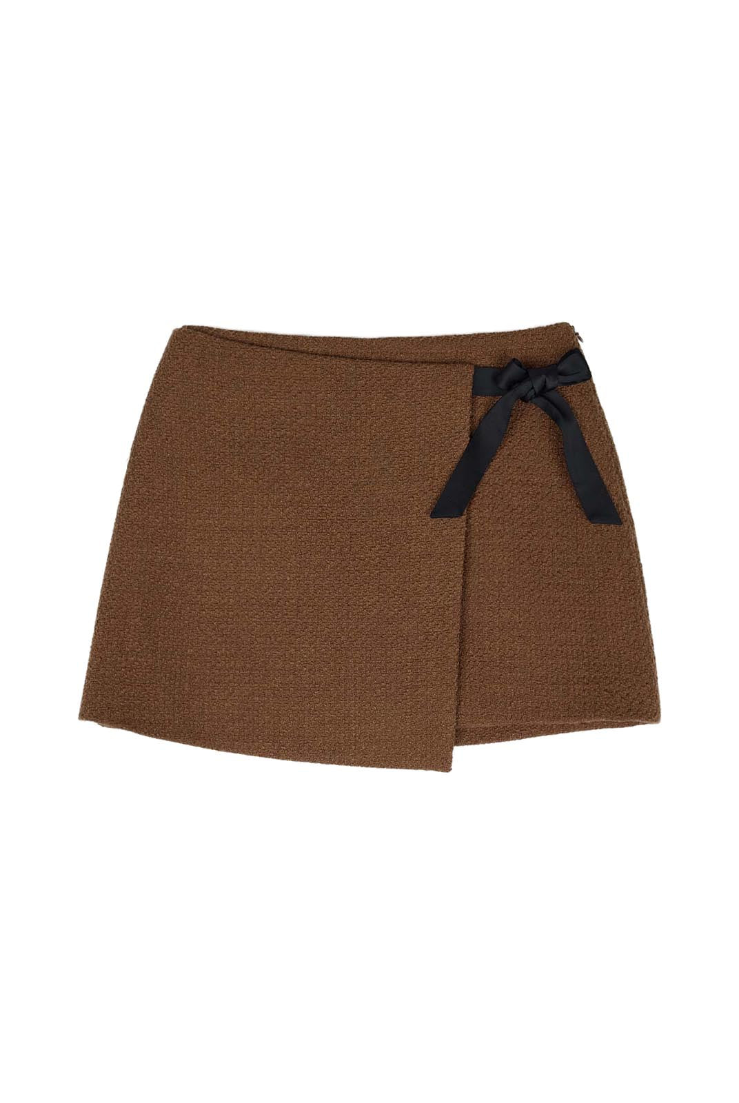 ASOBIO Mid-Rise Side Tie A-Line Wrap Mini Skirt