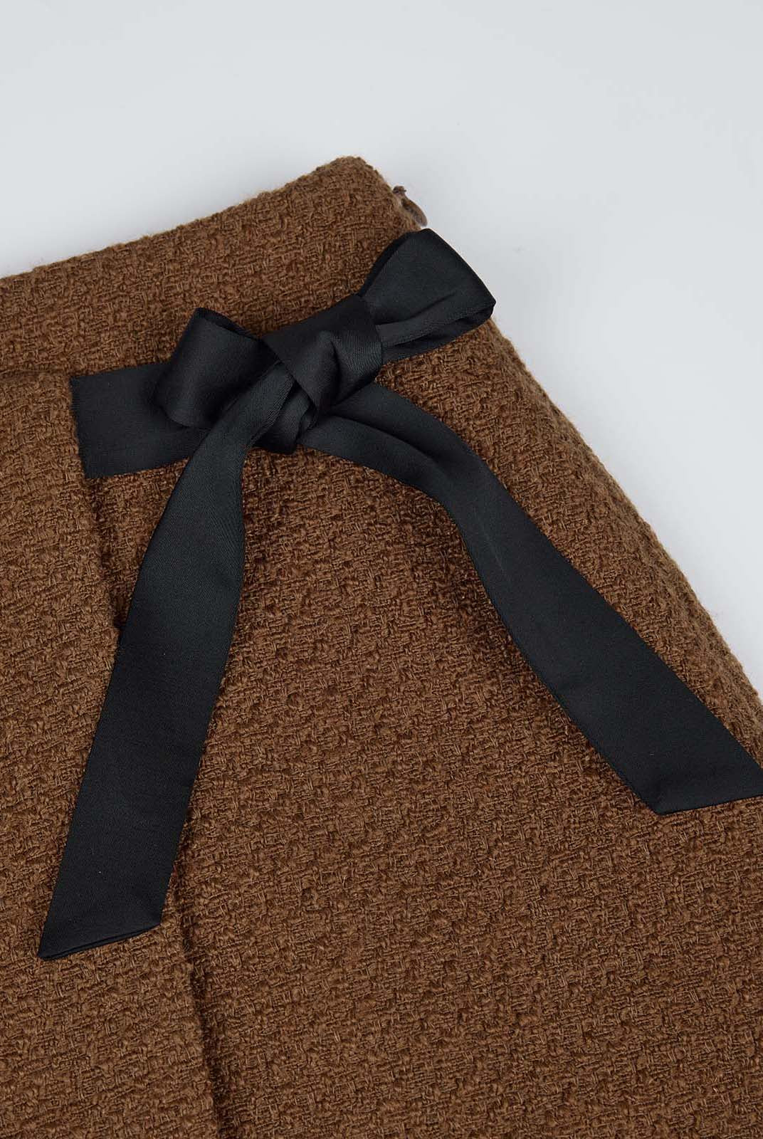 ASOBIO Mid-Rise Side Tie A-Line Wrap Mini Skirt