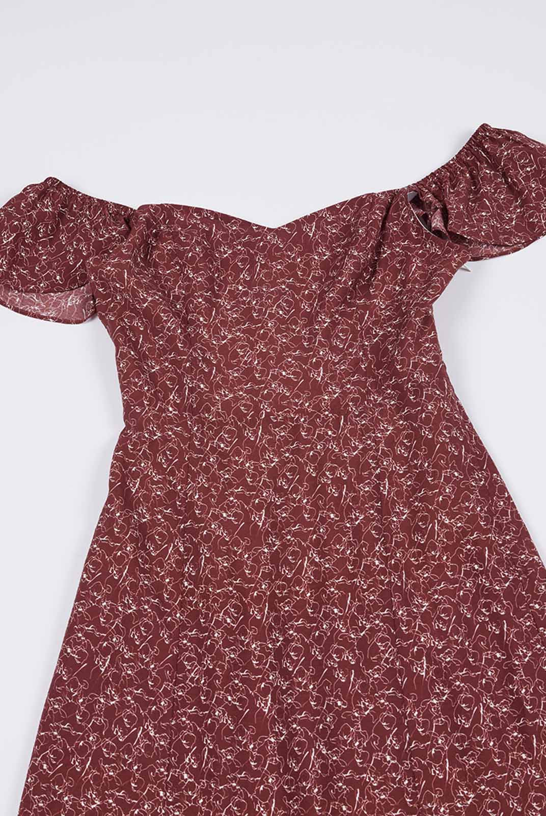 ASOBIO Printed Cap Sleeve A-Line Dress