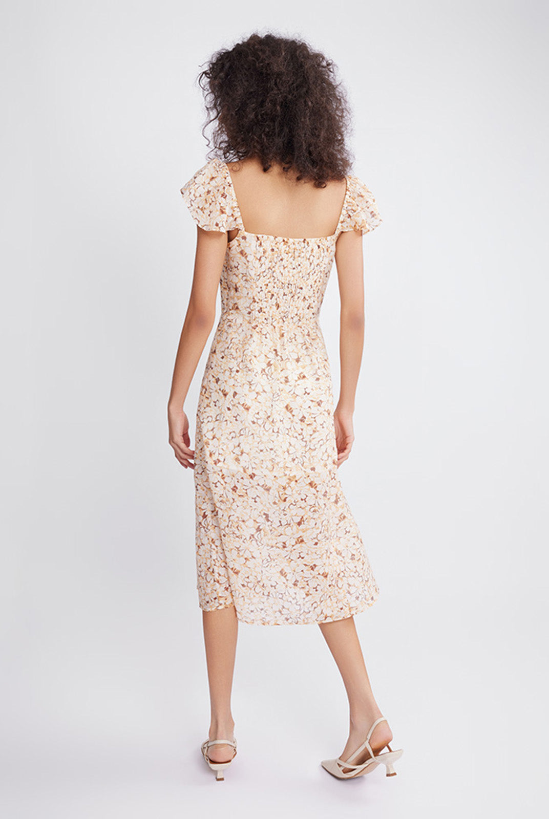 ASOBIO Square Neck Cap Sleeve A-Line Dress