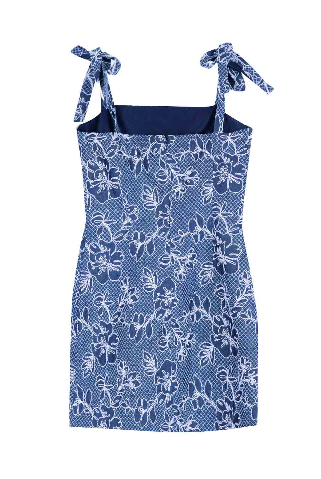 Embroidered Tie-Strap Mini Dress