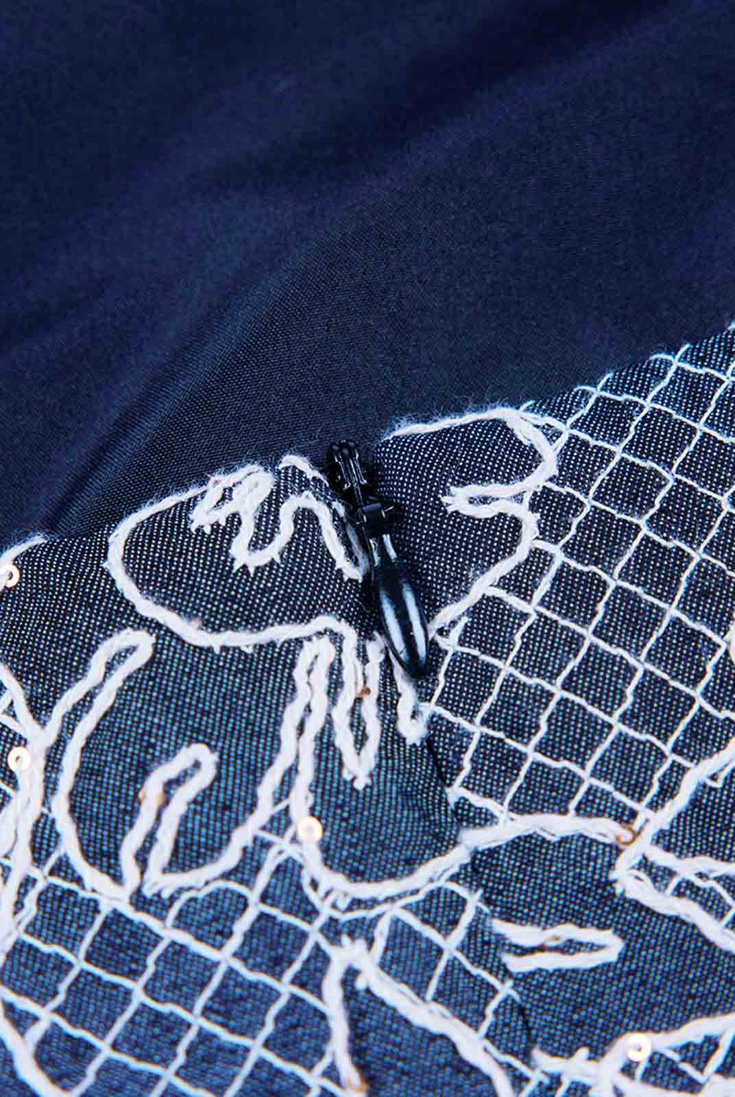 Embroidered Tie-Strap Mini Dress