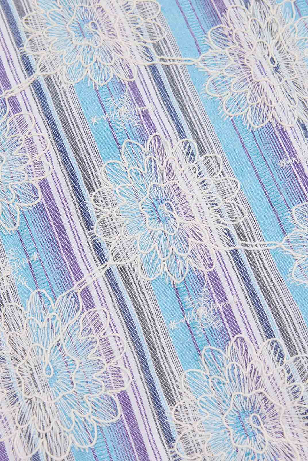 Striped Embroidered Wrap Skirt