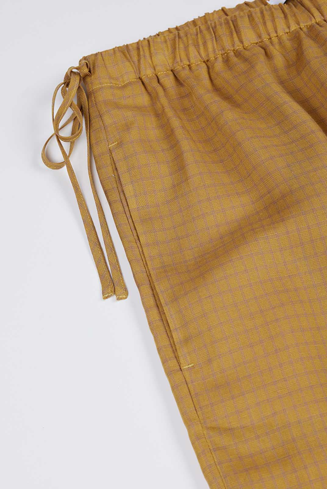 Mustard yellow shorts with drawstring