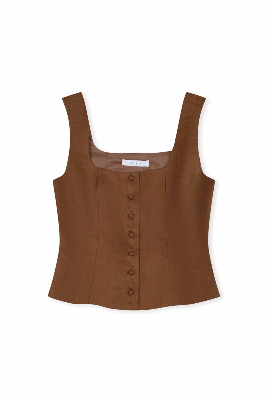 Linen Bustier Top with Peplum Hem
