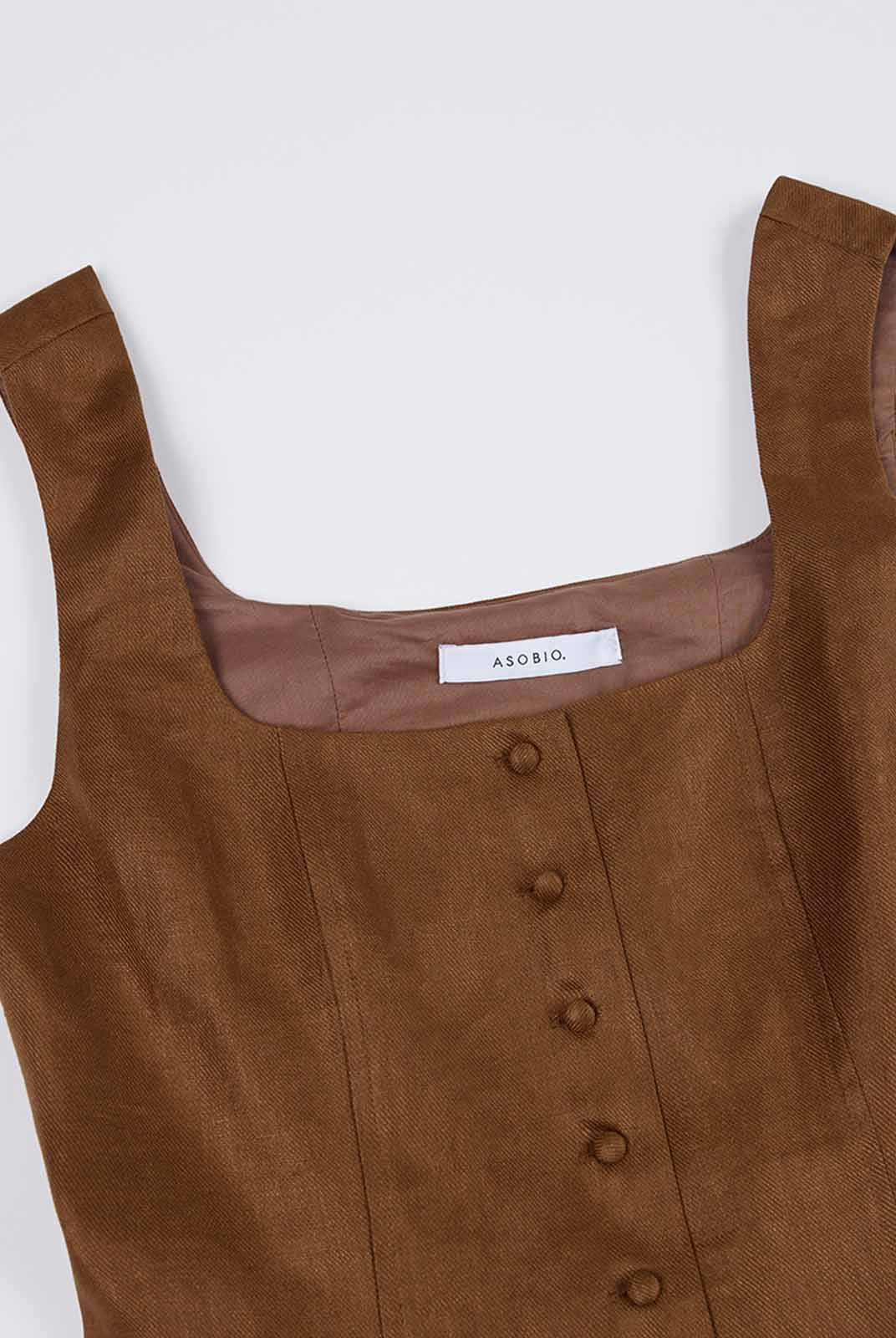 Linen Bustier Top with Peplum Hem