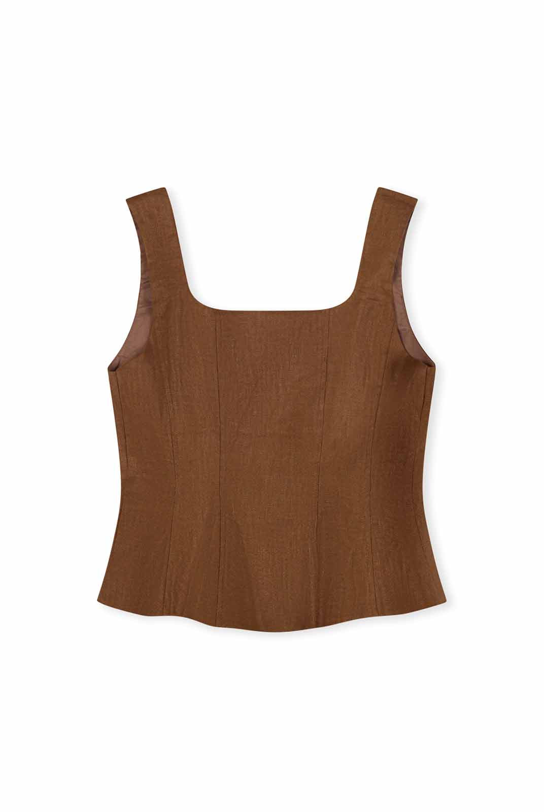 Linen Bustier Top with Peplum Hem